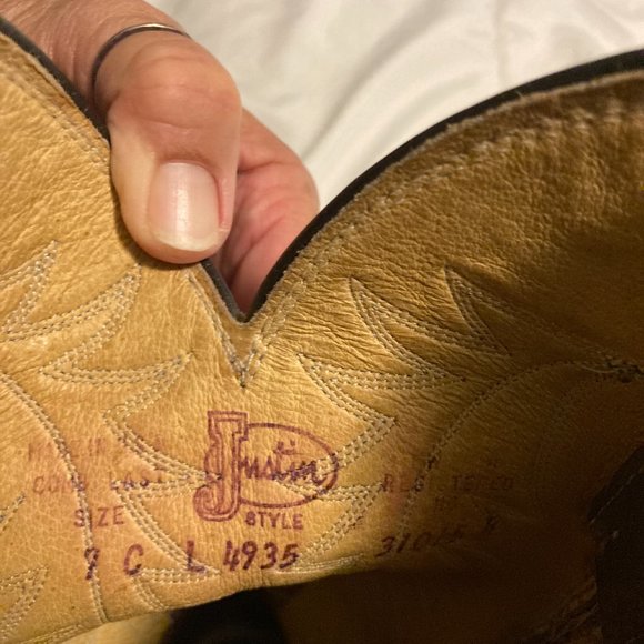 Vintage Justin Brown Oiled Leather Cowboy Boots L4935 - Women’s Size 7C - Picture 3 of 10